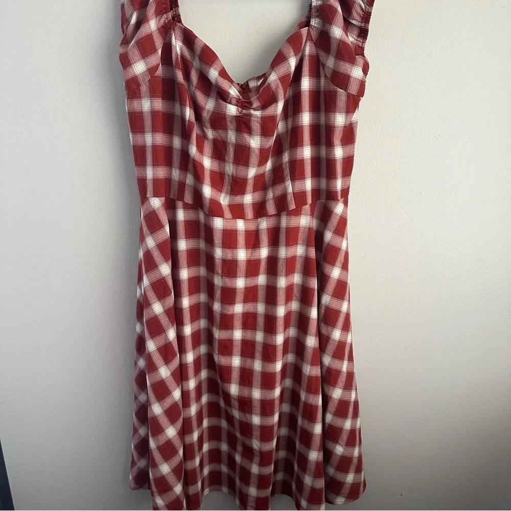 2x women’s gingham plaid off shoulder midi dress royal monk 3x 2xl 3x retro - Picture 2 of 7